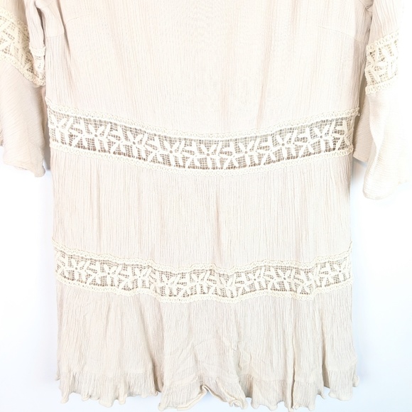 TEA N CUP Cream Boho Crochet Inset Tunic Dress - Picture 2 of 7